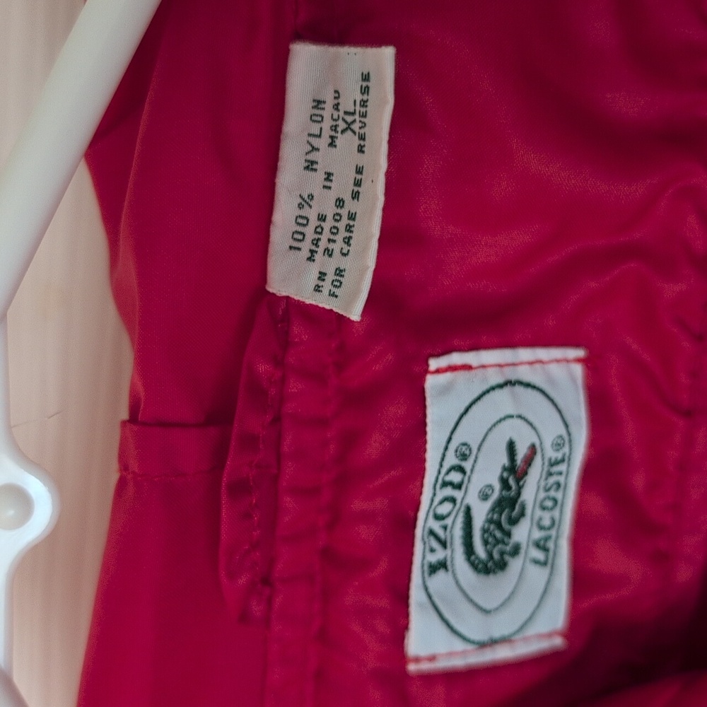 Vintage Izod Lacoste Red 1/2 Zip Rain Jacket Packable Front Pouch Size XL - Picture 3 of 8